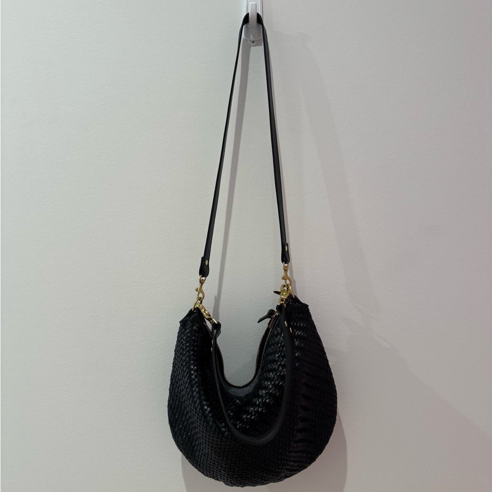 Clare V Black Woven Hobo Shoulder Bag
